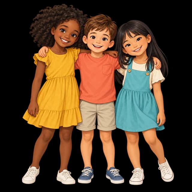Trois enfants réunis pour illustrer l’engagement CyberDodo.