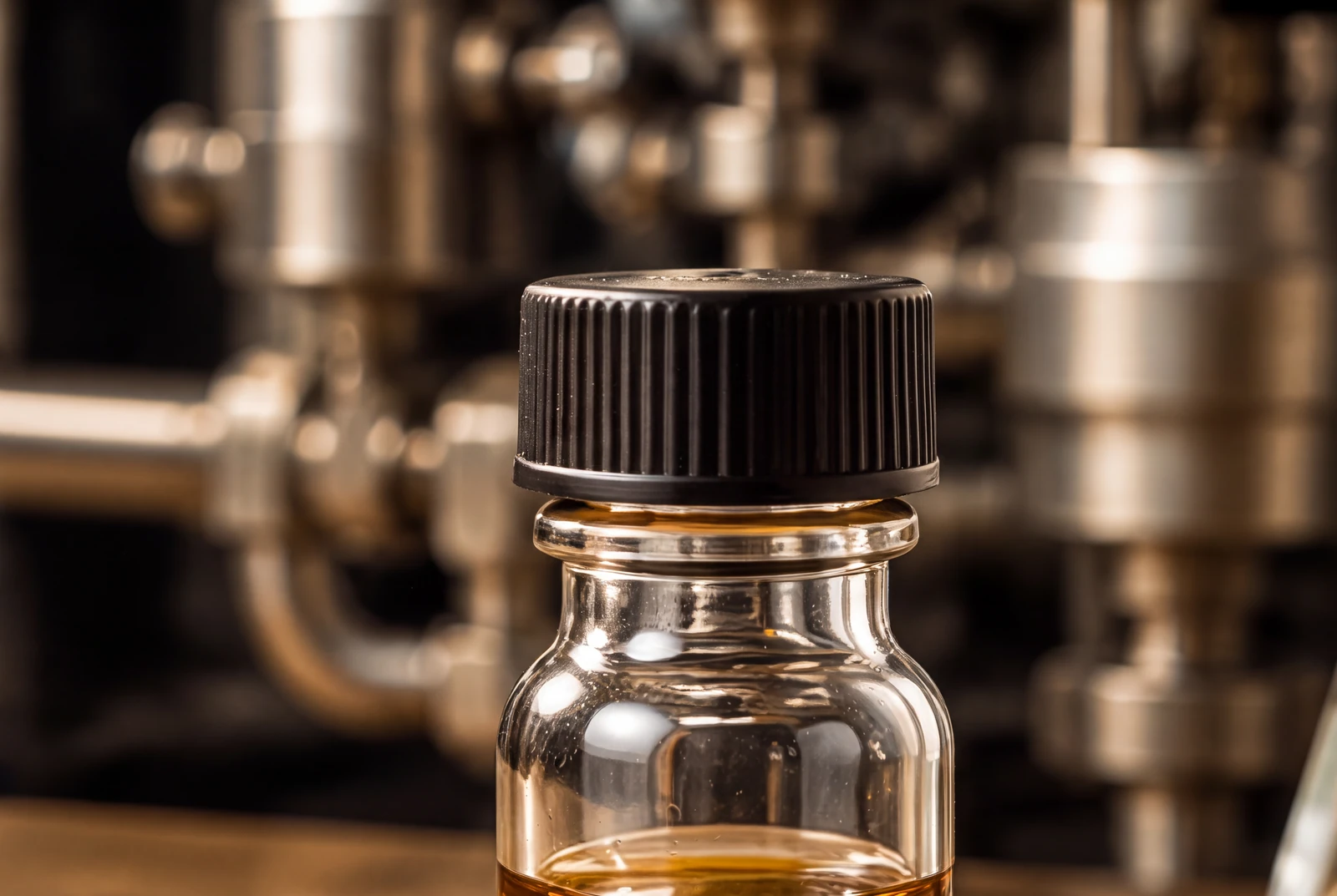 Flacon en verre dans un environnement de laboratoire