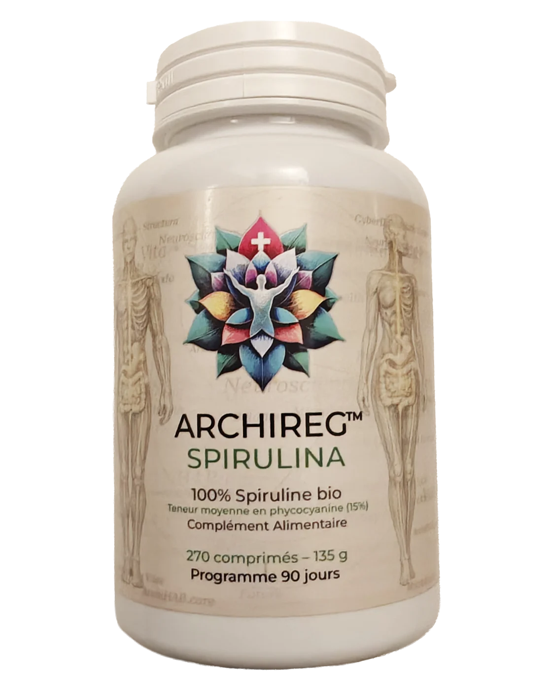 Pilulier ARCHIREG™ Spirulina, 270 comprimés, 135 g, programme 90 jours