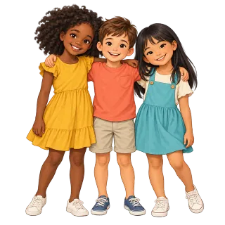 Trois enfants réunis pour illustrer l’engagement CyberDodo